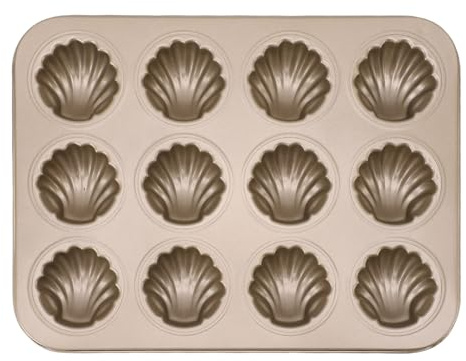 Asixxsix Madeleine Pan, 12-hålig nonstick-kakform i kolstål, lätt att rengöra, skalformad bakform för ugnsbakning och kak- och chokladkakor.