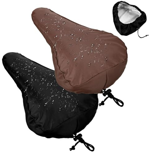 2Pcs Bike Seat Cover Waterproof Saddle Covers for Bicycles Rain Cover Bicycle Seat Cushion Waterproof Bike Seats Rain Covers for Bicycles E-Bike Accessories, Black Brown