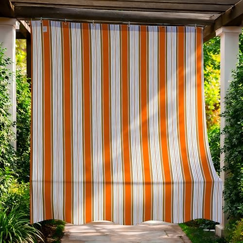 Store Vertical Extérieur 290 x 290 cm, 1 Pièce Rideau Extérieur sans Perçage avec Anneaux et Crochets, Brise Vue Balcon, Pare-Soleil pour Terrasse Pergola Jardin Patio,Orange