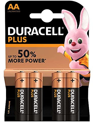 Duracell Plus MN1500 AA Baterias, Alcalinas, 4-piezas, 017641