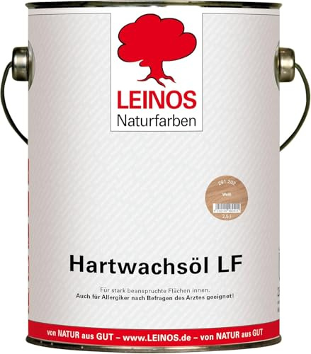 LEINOS Hartwachsöl LF 291 farblos – lösemittelfrei für Holz- & Korkböden, Möbel & Innenflächen – seidenmatt, offenporig, wasserabweisend & strapazierfähig – 2,5 L für den Innenbereich
