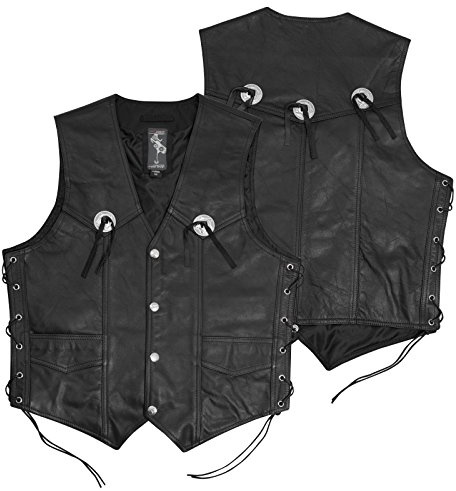 A-Pro Gilet Pelle Moto Custom Chopper Stile Biker Vintage Nero L