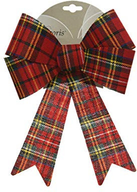 Schleife mit Schottenkaro Muster 26cm rot - Weihnachtsschmuck Weihnachtsschleifen