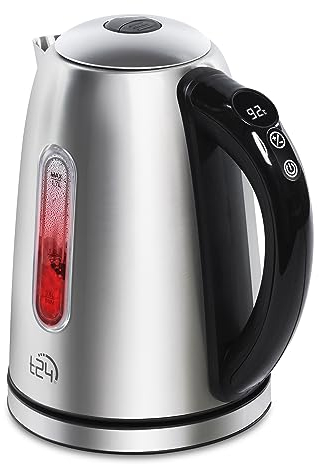T24 Wasserkocher, Teekocher 1,7 L, Wasserkocher Edelstahl, Wasserkessel mit Temperaturanzeige + mit Temperatureinstellung 2200W, LED Beleuchtung-Farbe je nach Temperaturwahl + Kalk Filter, Kettle