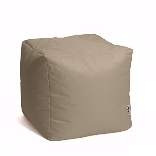 Avalon - Puff Salon Modelo Cubo Jive en Tela Técnica Reforzada, Puffs Reposapies Salon con Relleno Incluido, Puf Cuadrado Muy Cómodo, Anti-desgarros e Impermeable, Made in Italy(45cm-Beige)