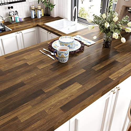 Yullpaper Brown Wood Panel Wallpaper Kitchen Worktop Vinyl Covering Wood Effect Self Adhesive Wallpaper Sticky Back Plastic Roll Kitchen Furniture Vinyl Wrap for Worktop Counter 40cm X 300cm