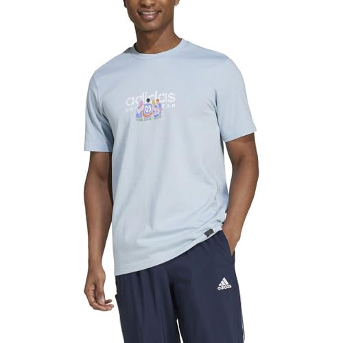 Adidas Herren Codes LINEAR Graphic Tee, Wonder Blue, XL