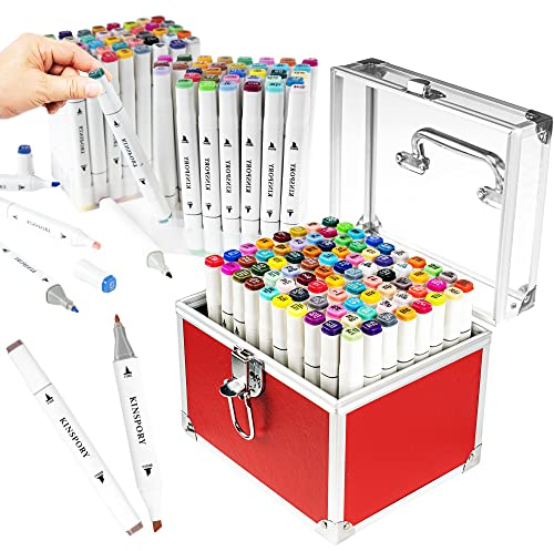 KINSPORY 80 Farben Marker Stifte Set, Filzstifte, Alkohol Stifte Set, Permanent Marker Pens mit Basis