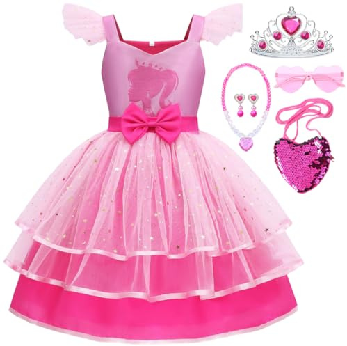 iTVTi Girls Pink Cosplay Costume Dress Halloween Carnival Party Costumes With Accessories, 3-4 Years(Tag 110)
