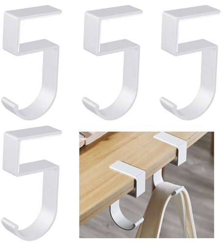 sinzau 4 Stück Taschenhalter Für Tisch, Taschen Halterung für Schreibtisch, Handtaschen Halterung Tisch, Antirutsch Taschenhaken Handtaschen, Halterung Tisch Taschen, für Schreibtisch, Büro, Weiß