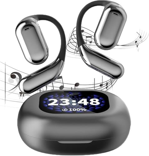 Pelinuar Erazer Écouteurs intra-auriculaires Xp2, écouteurs Bluetooth ouverts sans fil, Bluetooth 5.4, écran tactile intelligent, écran LED (noir)