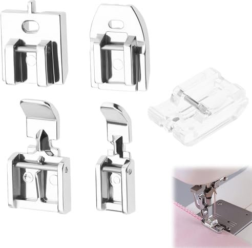Raheem 5 Stück Nähfüße Reißverschluss Unsichtbar/Verdeckt/Breit/Schmal/Durchsichtig Multifunktions Nähfüße Reißverschluss Edelstahl Kunststoff Nähfuß Set für Brother Singer Janome Heimnähmaschinen