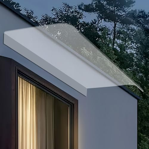 Toldo de puerta para puerta delantera/porche, patio, techo, refugio de lluvia grueso transparente con protección contra la nieve y la suciedad (80 x 50 cm)