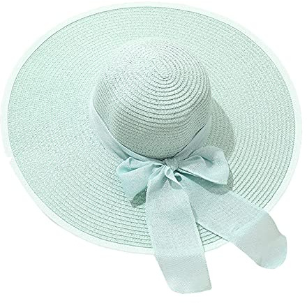 Générique Chapeau de Paille pour Femmes, Capelines de Soleil d’été, Capelines de Plage à Large Bord, Chapeaux Pliables à roulettes pour Femmes Dame et Fille
