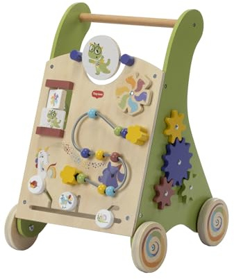 Tiny Love Baby Gåstol i Trä, 2-i-1 Aktivitetsgåstol, 12 Interaktiva Aktiviteter, Främjar de Motoriska Färdigheterna, Kognitiv Utveckling, Bekväm och Naturlig Design, 18 Mån och Uppåt, Born To Party
