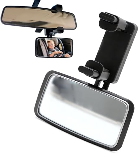 Specchio Retrovisore Bambini 360° Regolabile Specchio Neonato Auto Posteriore con Sistema a Clip Specchio Seggiolino Auto Posteriore per Tutti i Veicoli (13x6 cm)