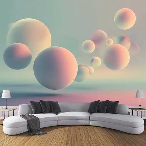 Papel Pintado Pared Geometría Circular 3D Papels Tapiz, Arte Moderno En Relieve Murales Decoración De Pared, Rosa Fotomurales Para Salón Dormitorio Fondo de TV, 400x280cm