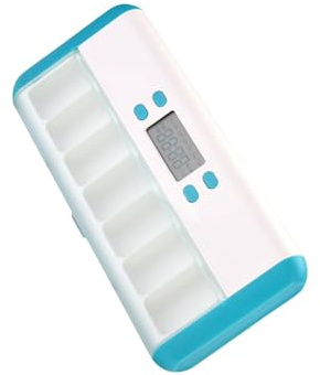 siduytin Contenitore porta pillole da viaggio con 7 scomparti porta pillole, timer, allarme, semplifica l'assunzione giornaliera di vitamine, integratori, allarme con temporizzazione intelligente