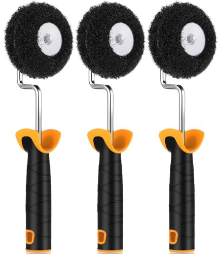 Leumoi 3 Pieces Drywall Corner Rollers Drywall Corner Compound Roller 3.5 Inch Putty Brush 12 Inch Handle for Mud Application Textured Coatings and Ceiling Wall Covering
