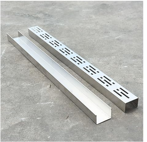 Canale di scolo 1m con griglia per scarico,piccolo canaletta scolo acqua piovana acciaio inox 304,Liscia e facile da drenare,per interni ed esterni per giardini, garage(H3*W7CM/H1.18*W2.75IN)