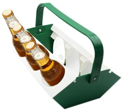 Dryckeshållare med handtag Drycksbricka med Isfack | Förvaringsbärare för 6 Drycker Perfekt för Resor, Picknick, Fiske, Vandring, Camping, Sport, Trädgårdsgrill, Event och