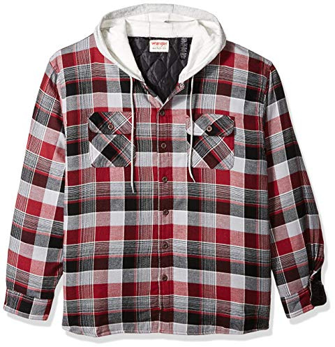 Wrangler Authentics Men's Authentics Quilted Flannel Shirt Jacket Button, Biking Red, XL