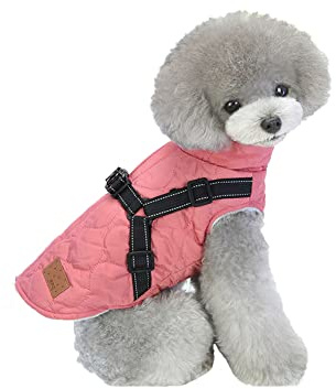 meioro Chaqueta para Perros Abrigo cálido para Perro con arnés Reflectante Ropa a Prueba de Viento Chaleco sin Mangas Engrosado de Tela de algodón Invierno