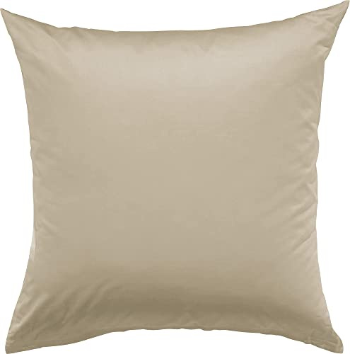 Erwin Müller Kissenhülle, Kissenbezug Mako-Satin Landshut, 100% Baumwolle - seidiger Glanz, mit praktischem Reißverschluss, temperaturausgleichend - Taupe Größe 80x80 cm
