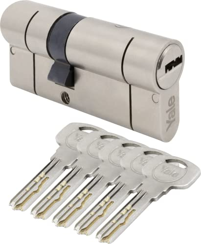 Yale Semelle intérieure 2100 35/35 mm, sécurité maximale, testée, protection maximale contre le cambriolage, carte de sécurité, fonction de couplage sécurisé, 5 clés, satinée