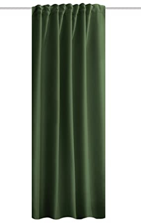HOMEbasics 85970 | Akustikvorhang ACUSTICO mit Dim-Out-Stoff, Farbe:Oliv, Größe:225 x 135 cm