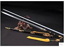 Homeaifen Longquan Chinesisches Schwert Katana Stand Han Stahl Schwert Taiji Full Tang Kung Fu Schwert UK-X-S907