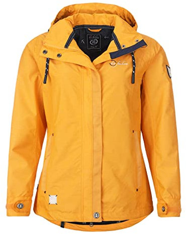 Dry Fashion Damen Funktionsjacke Greetsiel - Outdoor Jacke Damen Reißverschluss Jacke Atmungsaktiv Winddicht Wasserdicht in Gelb Melange Größe 38