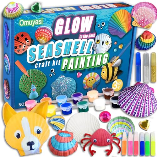Conchas que Brillan en la Oscuridad Pintar Manualidades para Niños, Set de Manualidades Niños 4 5 6 8 10 Años, DIY Glow in the Dark Pintura Niñas Juguetes, Regalos para Niña 4 5 6 7 8 9 10 Años