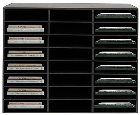 24 Compartments Literature Organizer, Büro, Schreibtisch, ordentliches Aufbewahrungsregal, Aktenhalter, PVC Board, Schwarz
