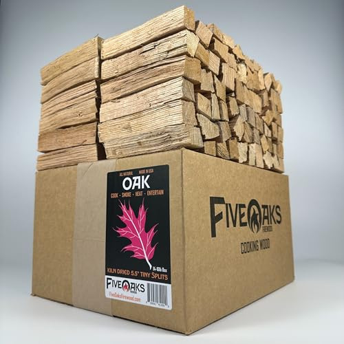 FiveOaks Firewood Kiln Dried Oak Pizza Oven Wood, Mini 5 Inch Cooking Wood for Ooni, Gozney, Bertello Pizza Ovens, Solo Stove & More - Approx 14lbs Product of USA (1,000 Cubic Inches)