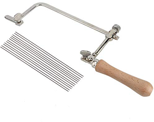 QANYEGN Sierra De Arco para Joyería, Sierra De Marquetería Multifunción, Sierra De Mano para Carpintería, Adecuada para Cortar Metal, Madera Y Plástico (Arco De Sierra + 12 Hojas De Sierra)