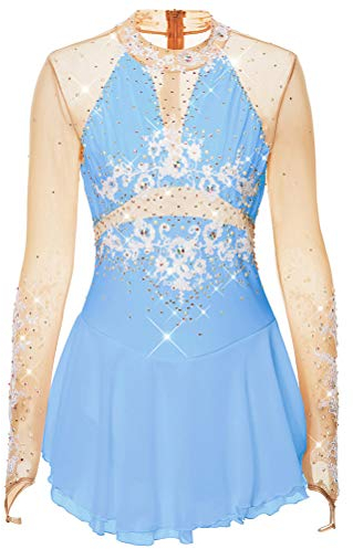 Robes De Patinage sur Glace De Danse pour Filles Usure De Patinage Artistique Professionnel Justaucorps De Gymnastique Artistique De Broderie Féminine Tenue De Patin À Rouleaux,a,XXXL