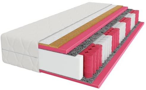 Mebligo - Matratze 180x200 cm, Taschenfederkernmatratze, Höhe 23 cm, Härtegrad H3/H4, Oko-Tex Zertifiziert, 7 Zonen Matratze mit Kokosmatte - Prestige Sleep Serie