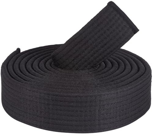 CREATCABIN Schwarzer Jiu-Jitsu-Gürtel,Polyester,Kampfsport-Gürtel,Judo,Jiu-Jitsu,TKD,Aikido,Uniform,Ranglistengürtel,Lang,Weich,Universelle Passform,Gürtel,Taekwondo Für,Sport-Trainingsgerät,280cm
