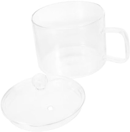SHOWERORO Heat Resistant Glass Bowl with Lid and Handle 6.3 Inch Transparent Borosilicate Cooking Pot for Soup Baby Food Noodles and More