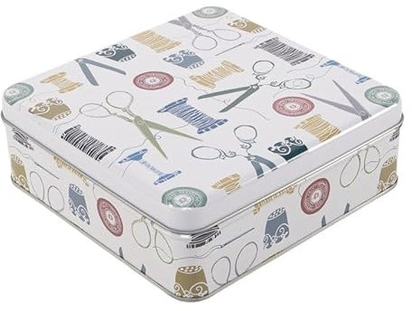 ROCKING GIFTS Caja Costurero Metal Cuadrado Costura 17x17 cm