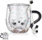Geschenke für Frauen Katze Doppelwandige Kaffeegläser Valentinstag,Weihnachten,Geburtstagsgeschenk für Frauen,Männer, Mama,Kinder,Freundin Halloween Cappuccino,Latte Macchiato,Teegläser,Katzentasse