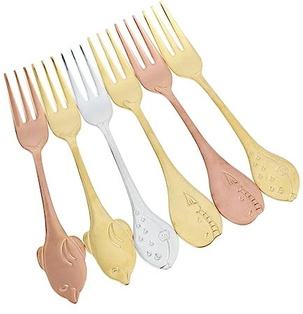 Mikinona Forchette Da Pesce in Acciaio Inossidabile 6 Pezzi Set Di Forchette Da Dessert Con Manico Dolphin Whale Anti-impugnatura