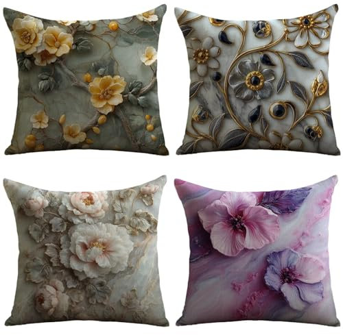 Cuscini Esterno Astratto Federe Cuscini Divano 70x70cm Cuscino Divano Fiore Velluto Copricuscini Decorativi Doppia Faccia Stampa Fodera per Cuscino per Sedia Camera Letto Esterni Giardino JL-111