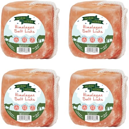 Horse Herbs Himalayan Salt Lick 4 x 1.5kg | Natural 100% Sodium Chloride Equine Supplement, Digestion Support for Horses & Ponies, Ideal for Hydration & Electrolytes, Easy to Hang