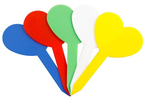 Gasea 150 Pcs Etiquetas Plantas, Etiquetas Forma T en Forma de Corazón, Etiquetas Semilleros, Marcadores Plantas, Etiqueta de Plástico Impermeable, Etiquetado Reutilizables para Plantas (Colorido)