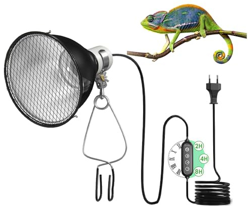 AXVRAV Reptiler, värmelampa, terrarium, lamputtag, E27 med timer, 200 W sockel för UVA/UVB/infraröda lampor, värmelampa för sköldpaddor, ödla, ormar grodor terrarier, akvarier (ingen glödlampa)