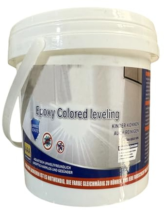 Garagegolvfärg – golvbeläggning med Epoxy-marmoreffekt, självnivellerande finish | Vattenbaserad högglansig halkfri färgad epoxifärg för betong, kakel, bänkskiva, källare, uteplats, träbearbetning