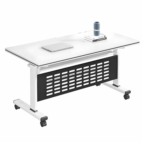 Kompakt FlipTop konferensbord med låsbara hjul modulärt mötesbord multifunktionellt utbildningsbord för arbetssamarbete och evenemang platsbesparande design