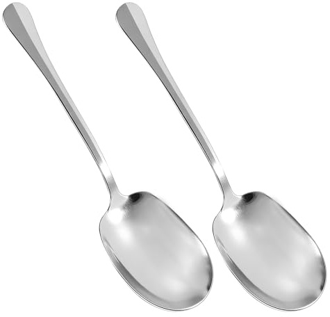 2 PCS Cuillères de Service en Acier Inoxydable - Grandes Cuillères de Service avec Longues Poignées, Cuillères à Salade, Cuillère à Soupe pour Banquet et Restaurant, 20,5 x 6 cm